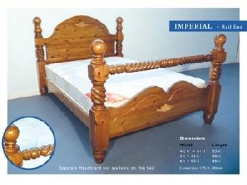 Windsor Imperial 6' Super King Antique Wax Rail End Wooden Bed