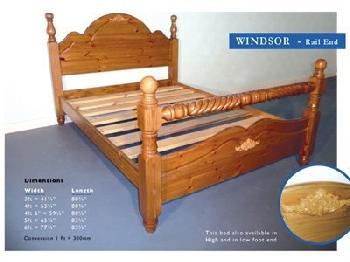 Windsor Windsor 5' King Size Chocolate Brown Lacquered Rail End Wooden Bed